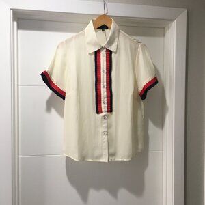 Stylish Cream Button-Up Women's Top